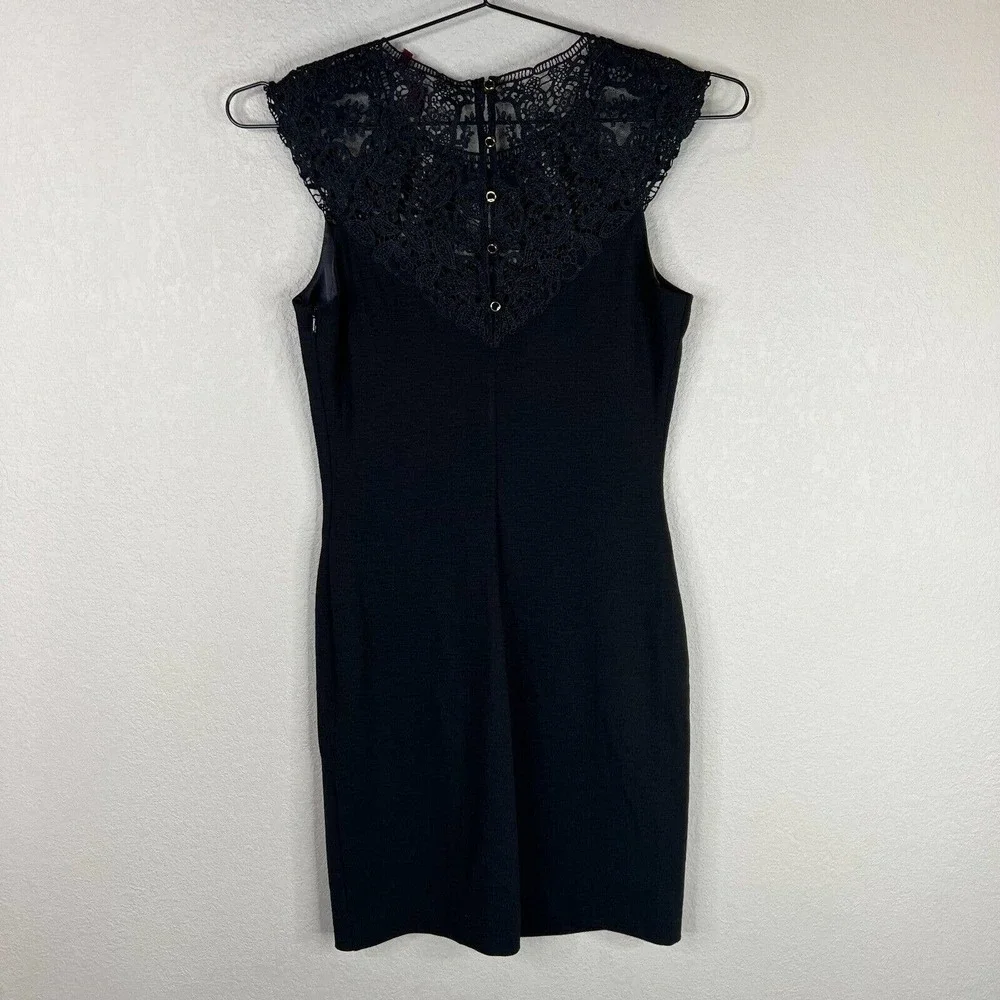 Ted Baker‎ Violina Mini Dress Size Large Black Lace Trim Jersey Sleeveless Party
